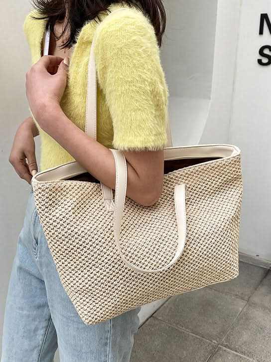 Solid Color Woven Tote Bag - Love Salve